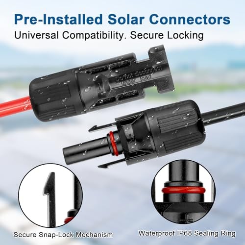 Solar Extension Cable 75FT 10 AWG Tinned Copper Connectors