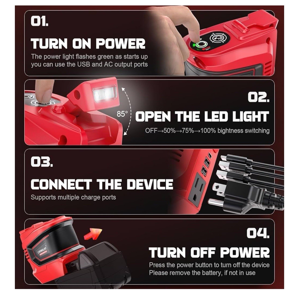 200W Power Inverter for Milwaukee 18V, DC 18V to AC 110-120V Battery Inverter…