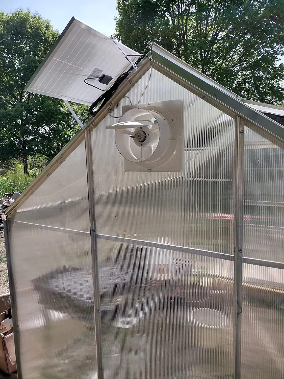 8″ Solar Powered Automatic Exhaust Fan for Greenhouse Shed Chicken Coop Pet