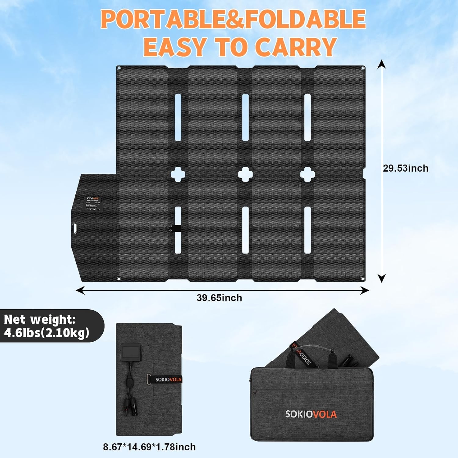 100W Solar Panel MC-4 Foldable Solar Panel Charger Kits 18V IP68 Waterproof